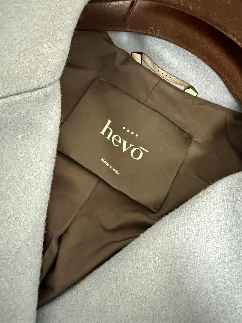 hevo ✴︎ブルー ダブルブレストコート✴︎ベルト付き