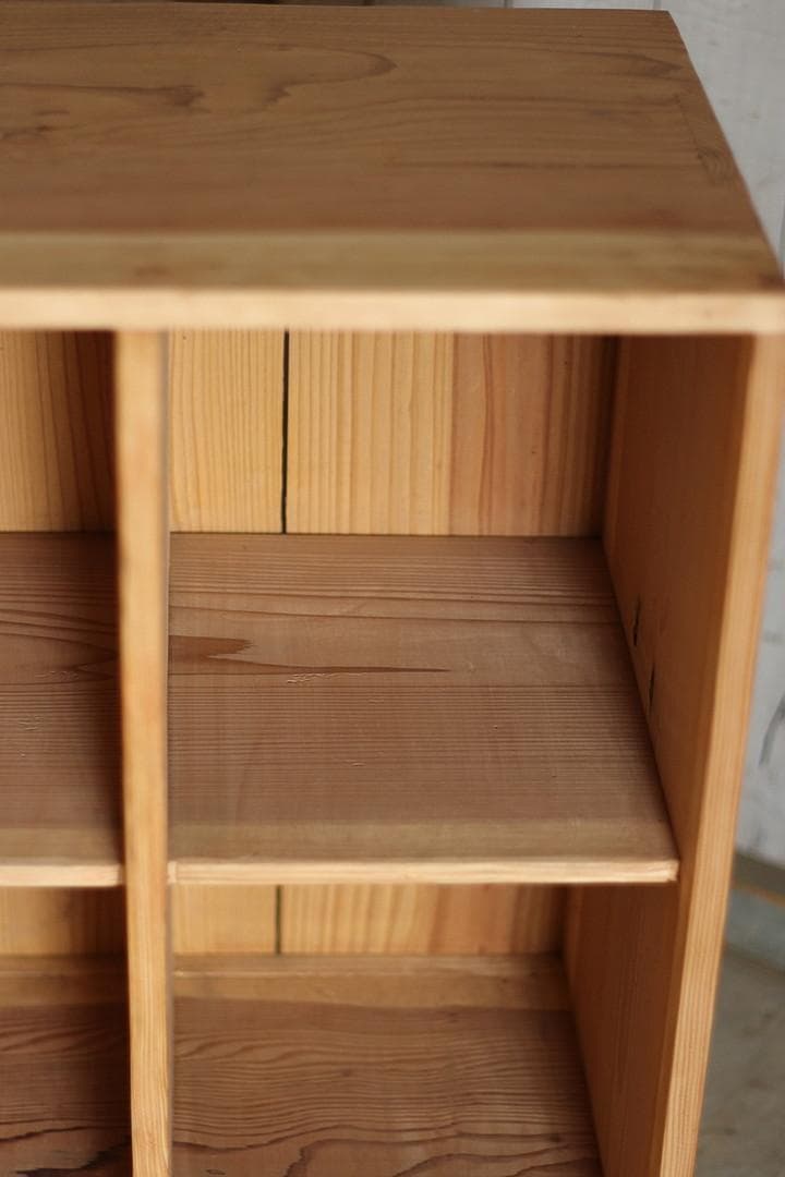 古い4マスの収納棚×木製引き出し　明治期　戸棚　本棚　食器棚　古家具　古道具