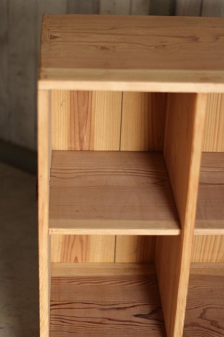 古い4マスの収納棚×木製引き出し　明治期　戸棚　本棚　食器棚　古家具　古道具