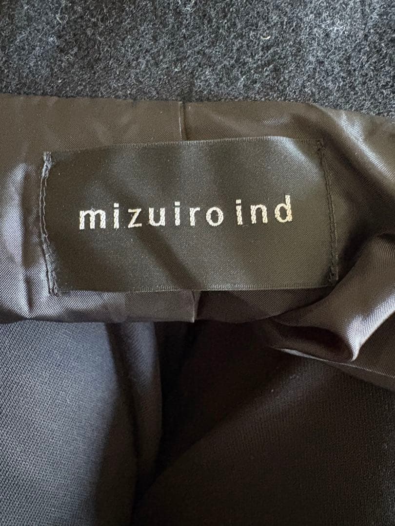 mizuiro ind 黒のウールコート スタンドカラー
