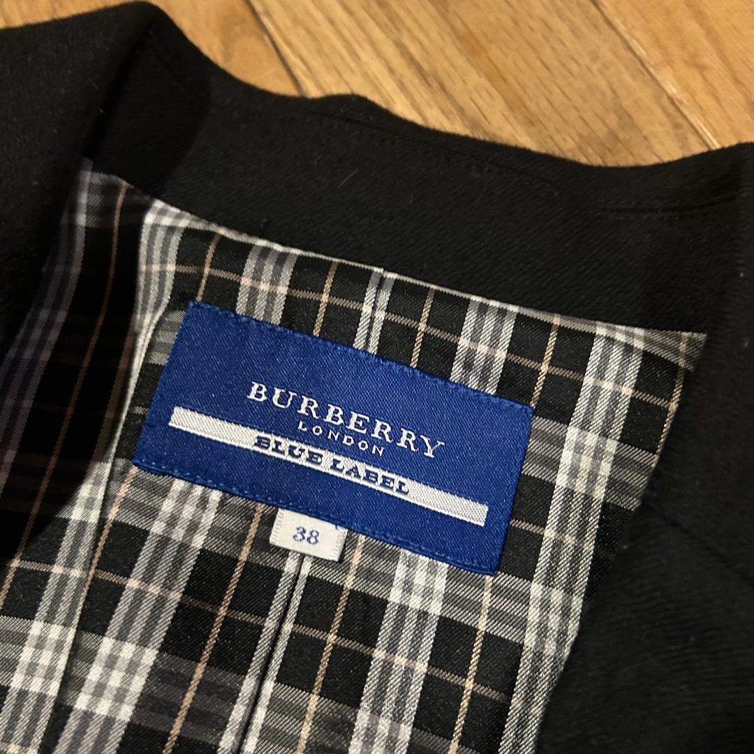 美品 バーバリーブルーレーベル シングルボタン ジャケット 38 チェック 黒