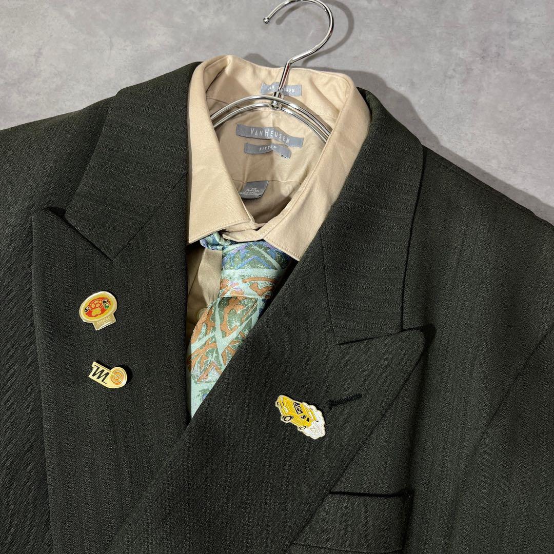 [F.141]【vintage】 セットアップ ダブル　ピンズ　ネクタイ