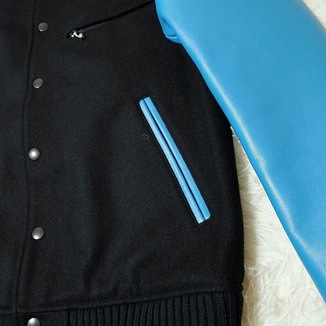 ☆新品☆ コードナンバーエイト【M】スタジャン 牛革 × ウール 黒 × 青