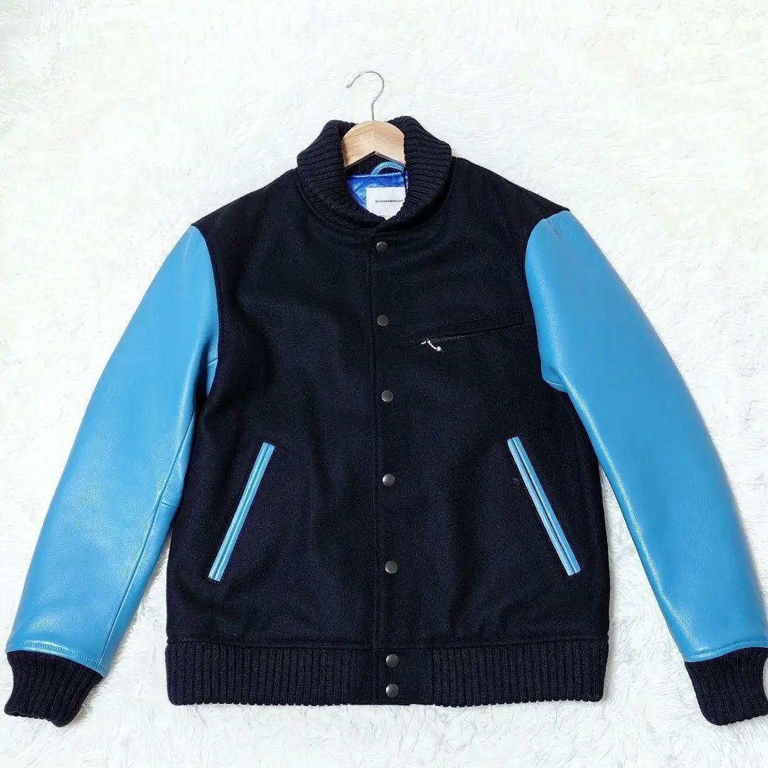 ☆新品☆ コードナンバーエイト【M】スタジャン 牛革 × ウール 黒 × 青