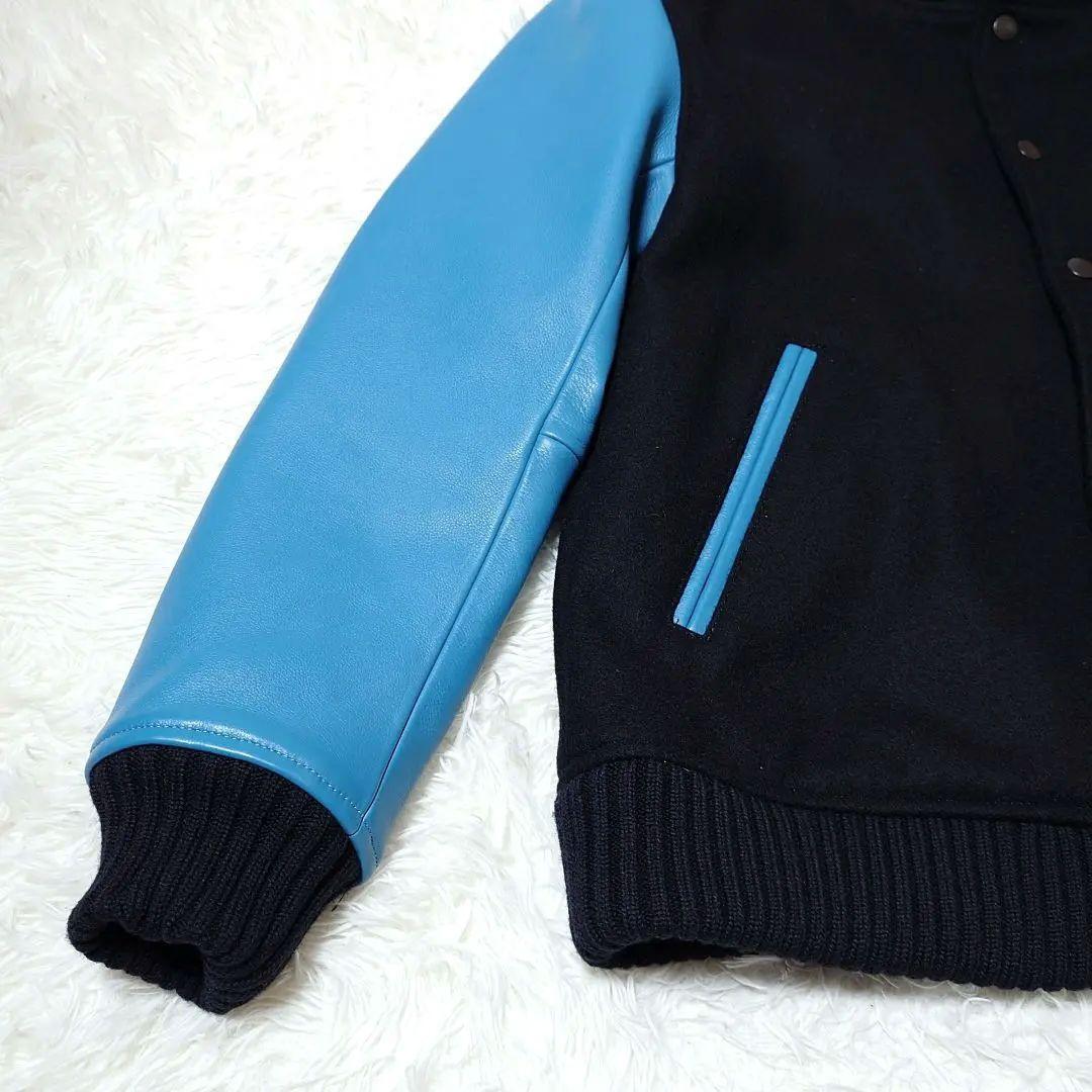 ☆新品☆ コードナンバーエイト【M】スタジャン 牛革 × ウール 黒 × 青