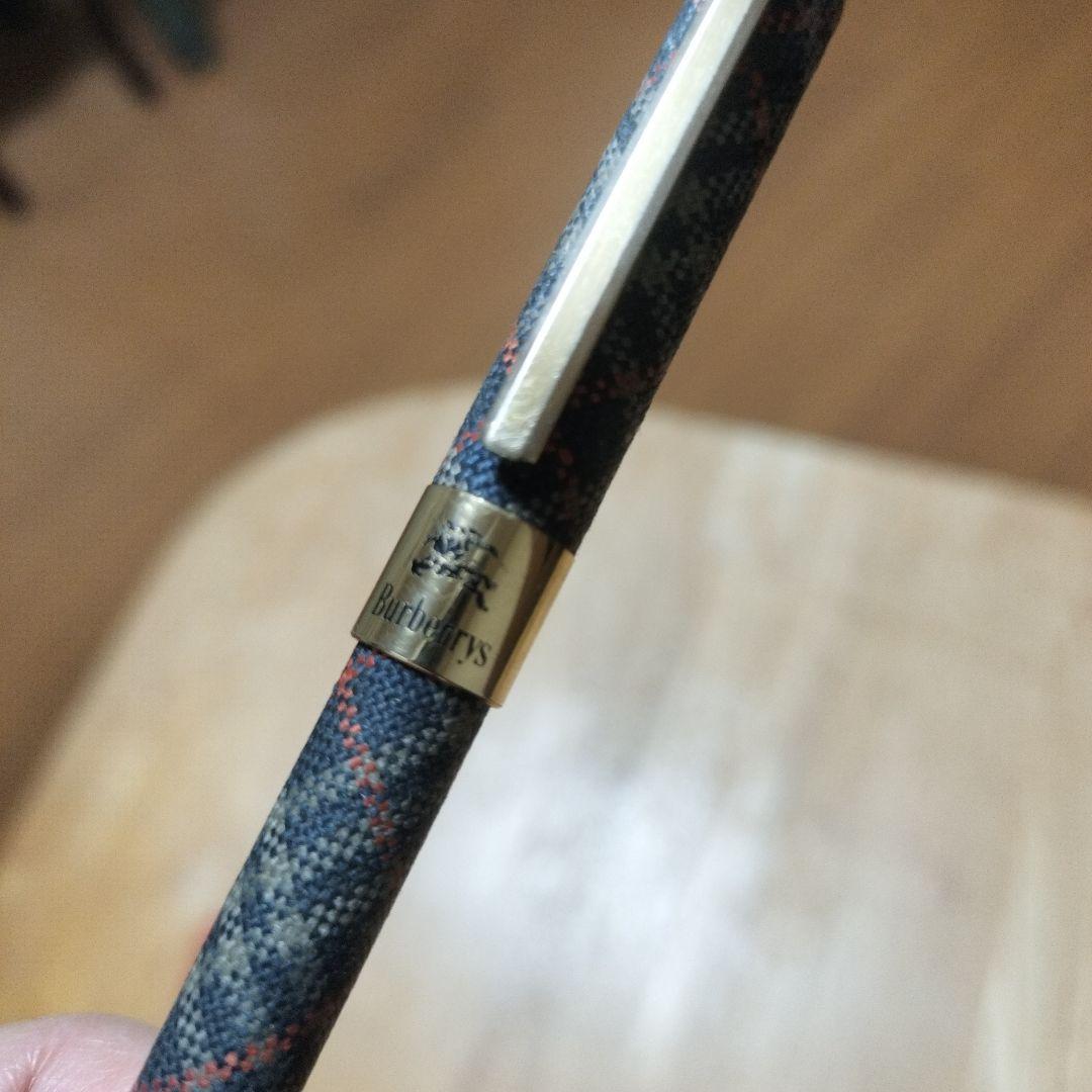 【レア】バーバリー 　チェック シャーペン　布張り　ネィビー　BURBERRY