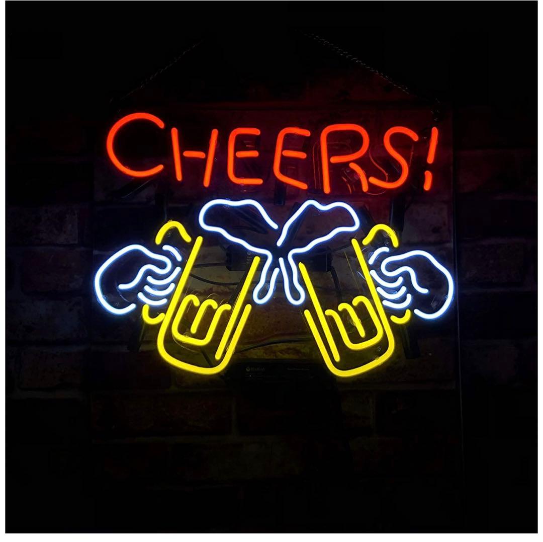 ネオンサイン、『beer乾杯』オーダーメイド インテリア 17*14インチ