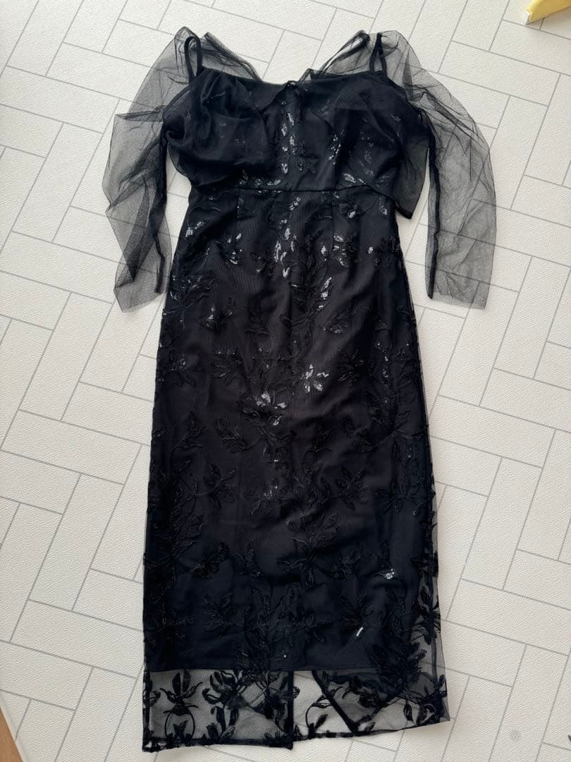 Mサイズ【LEJA】チュールロングスリーブリーフIラインドレスワンピース