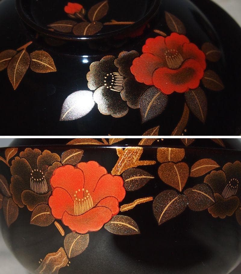 【極美品】輪島塗 名月絵変わり蒔絵 吸物椀5客 信斎/松斎 汁椀/お椀 漆器食器