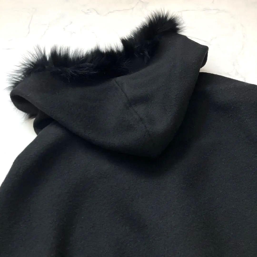 高級感✨ ストロベリーフィールズ　フォックスファー ケープコート　ポンチョ　黒