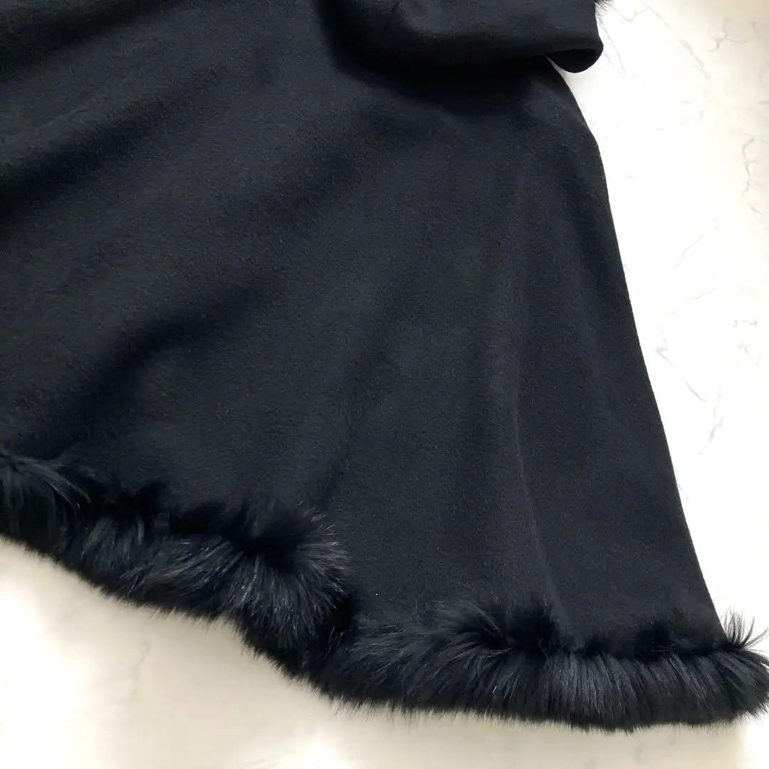 高級感✨ ストロベリーフィールズ　フォックスファー ケープコート　ポンチョ　黒