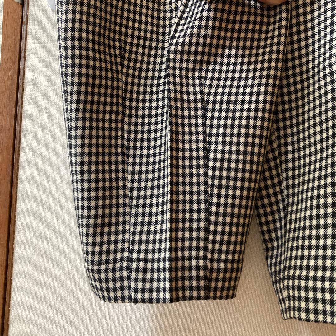 ハイウエスト 白黒チェック ウール秋冬パンツ　レディースM 1987年　川久保怜