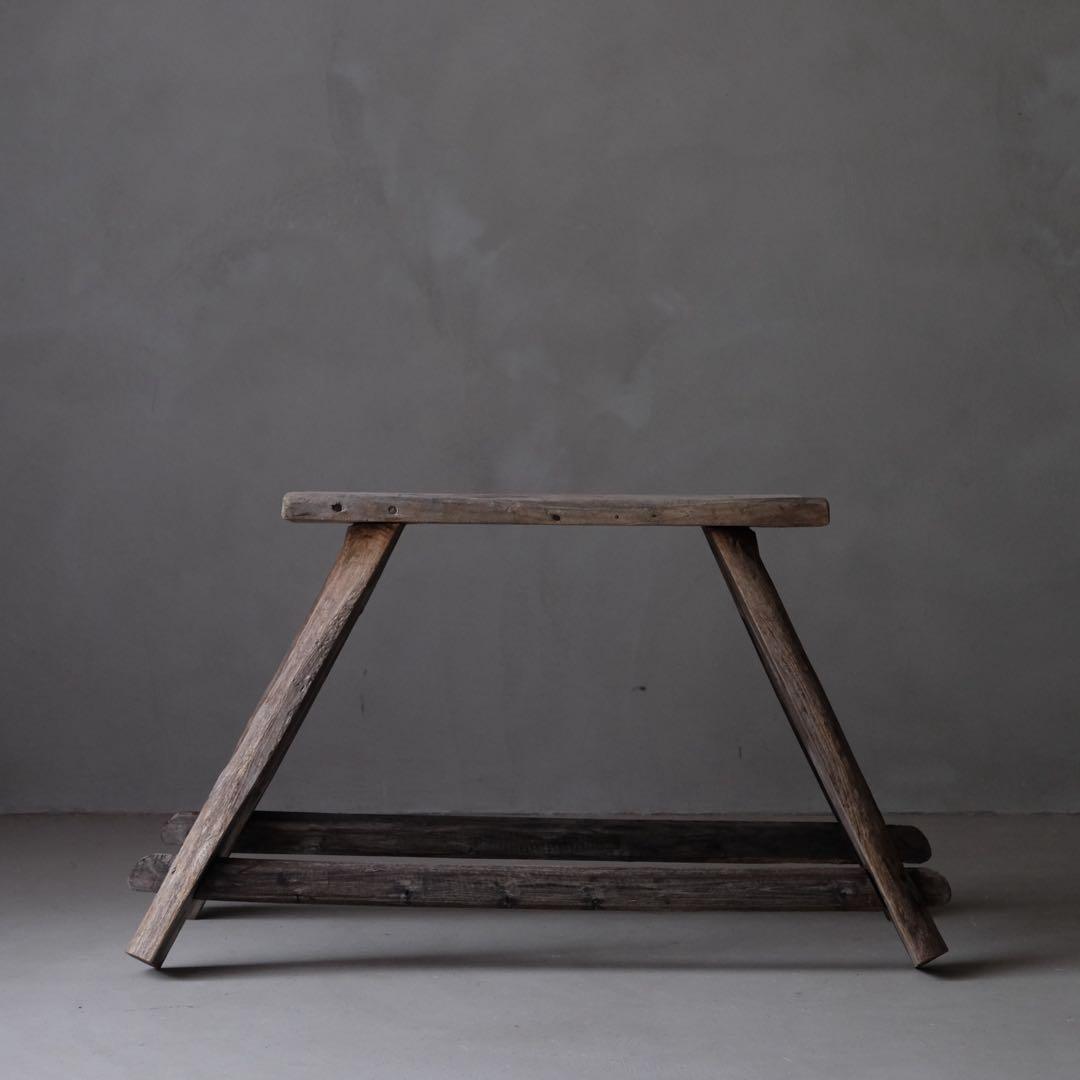 古い木製スツール　ベンチ チェア 椅子 展示台 花台 プリミティブ 古家具 骨董