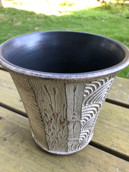 ワインクーラー　作家物　陶器　笠間焼　楽只窯　新品未使用　桐箱付