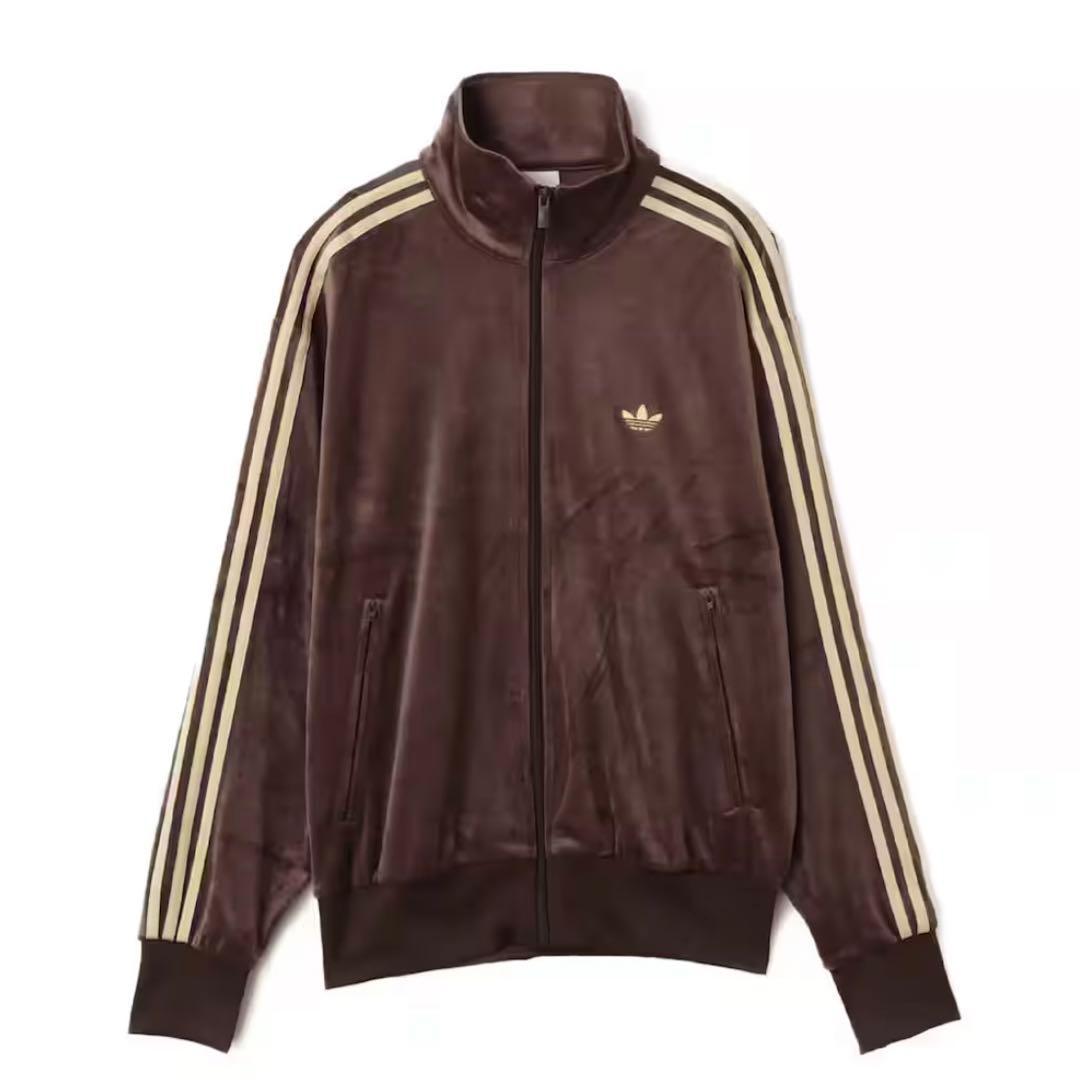 新品XL adidas ファイヤーバード ベロア トラックトップ ダークブラウン