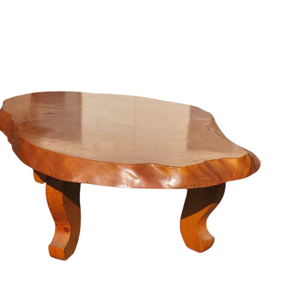 送料込 昭和 レトロ 天然木 一枚板 テーブル 座卓 アンティーク