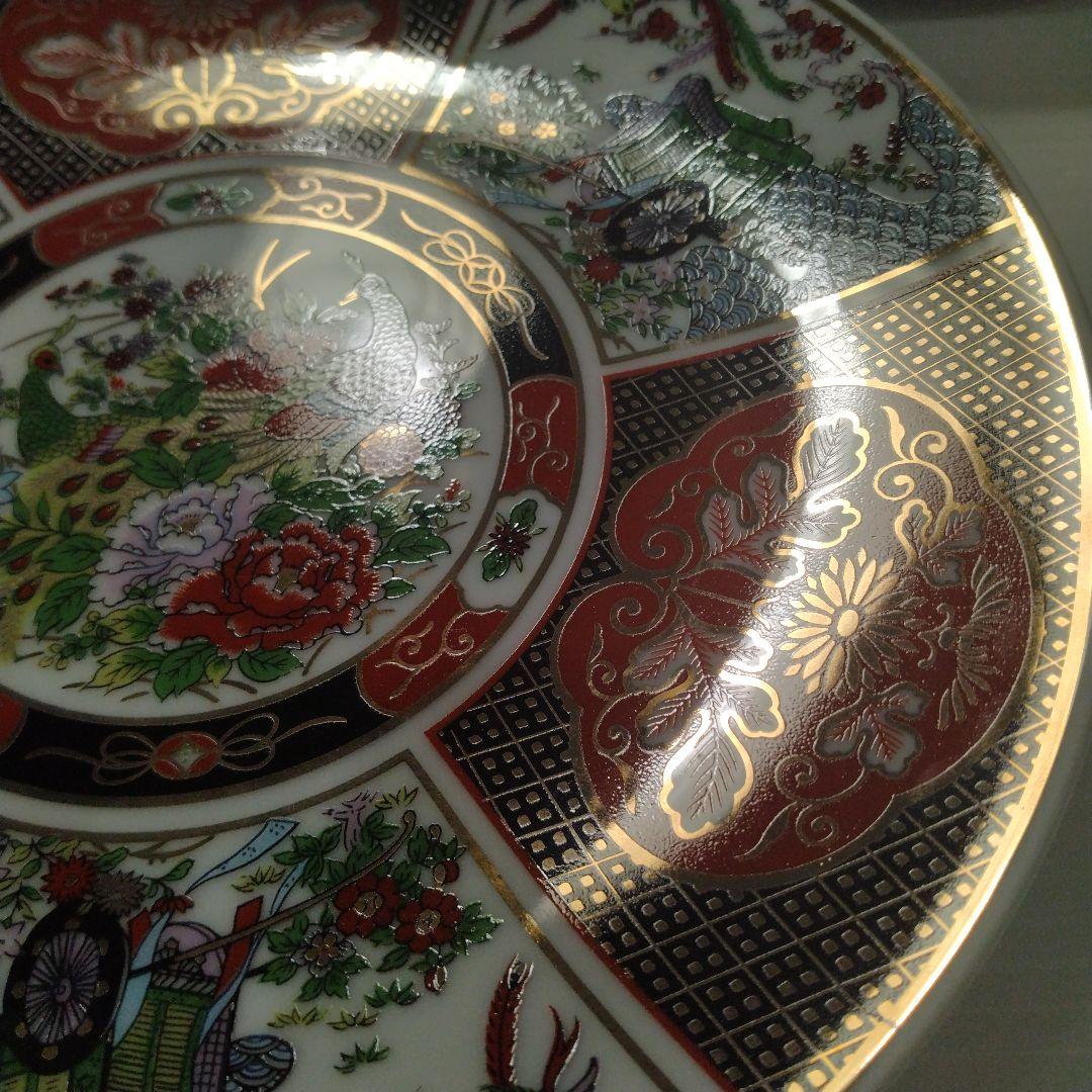 古伊万里 金襴手 金彩 色絵 色錦 花鳥文様 豪華絢爛 中皿 大皿 22cm