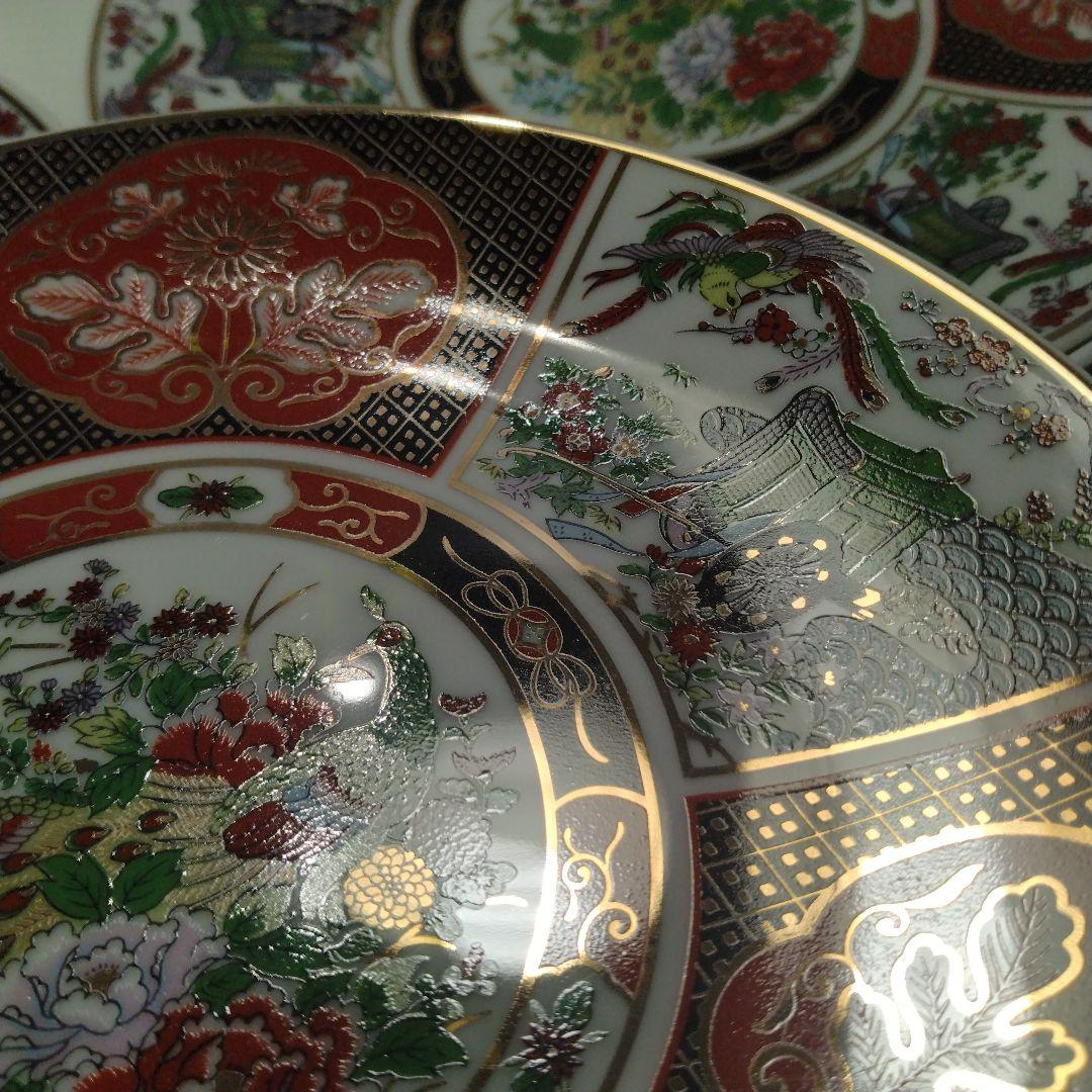 古伊万里 金襴手 金彩 色絵 色錦 花鳥文様 豪華絢爛 中皿 大皿 22cm