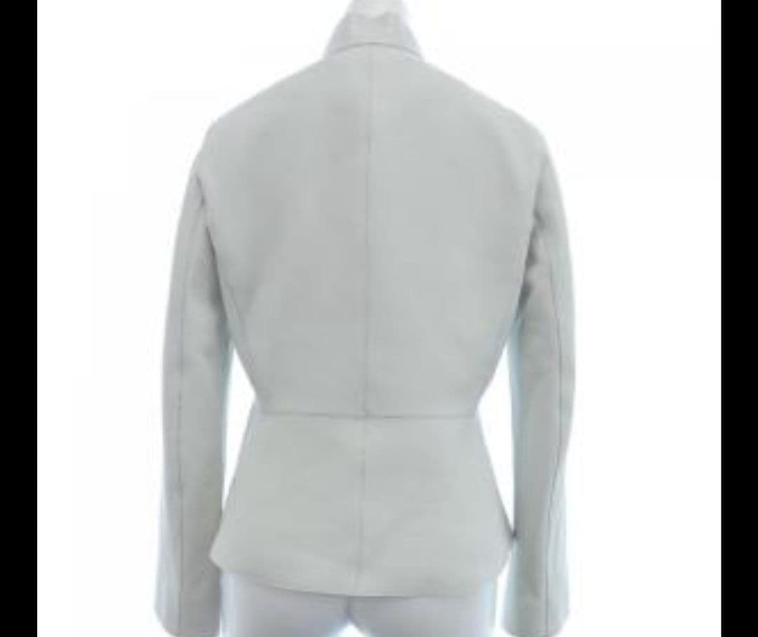 HERMES レザージャケット　ライダース　アイスブルー やぎ革 フランス製