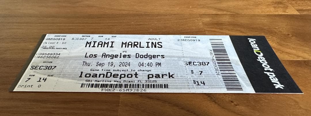 大谷翔平 50-50 達成試合 未使用チケット トップローダー付き（席番号14）