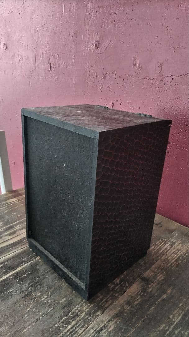 【アンティーク家具】大正・昭和初期　彫刻花模様の木製化粧台　化粧鏡　小物入れ