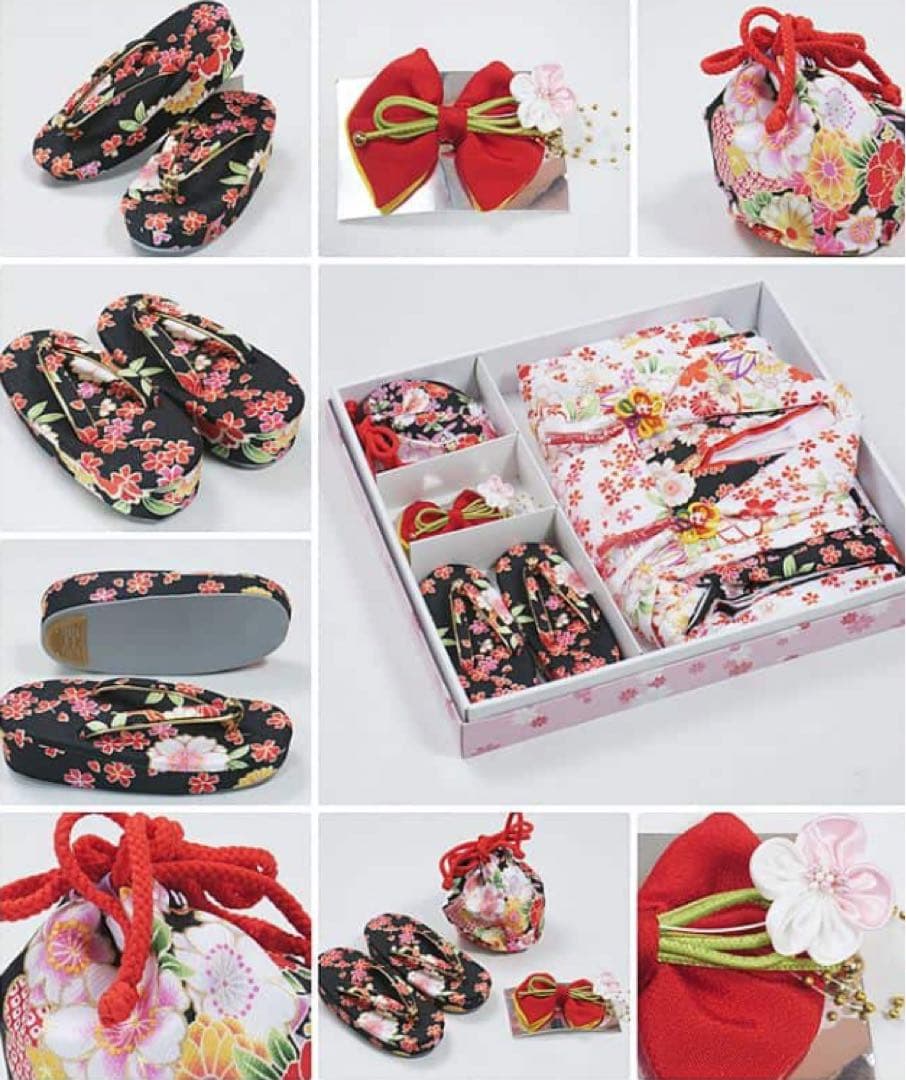【再お値下中】【新品】祝着 三歳着物 ３歳 黒地 フルセット 高級化繊