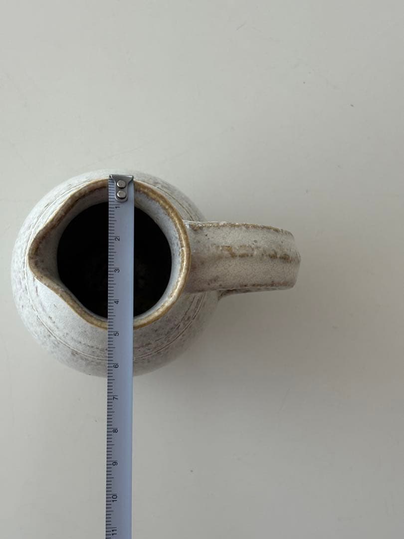 鈴木麻起子 花器 花瓶 ピッチャー型 ベース 白釉 作家もの