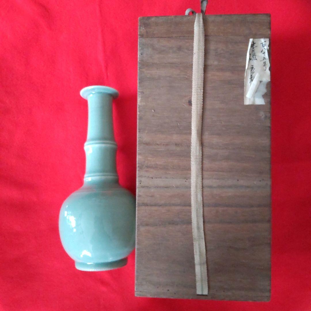 江戸時代京都焼青磁竹首花瓶