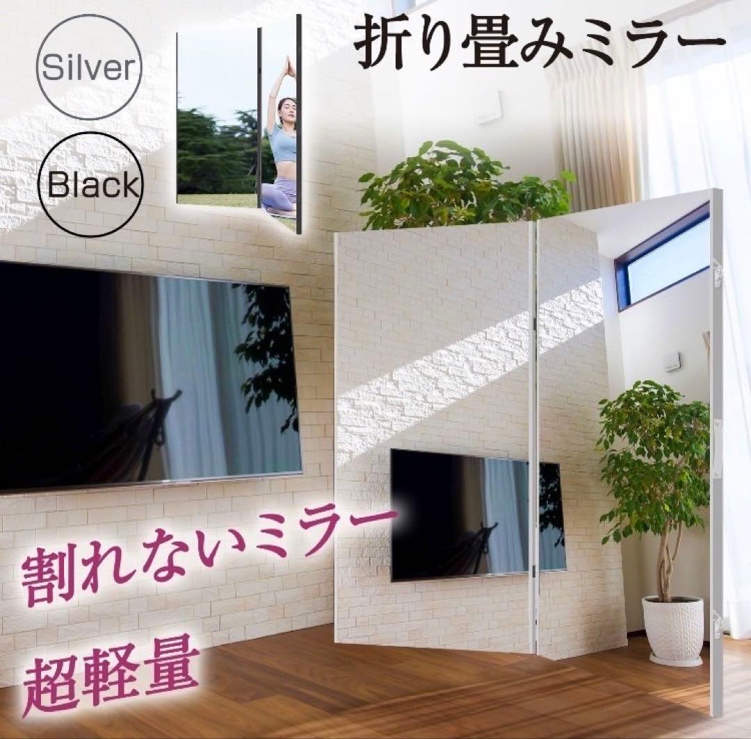 大きめ二面鏡スタンドミラー 収納カバー付き