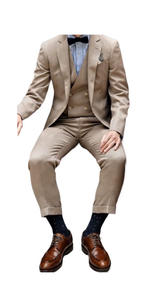 【銀座グローバルスタイル】ドラゴ 3ピーススーツ ベージュ