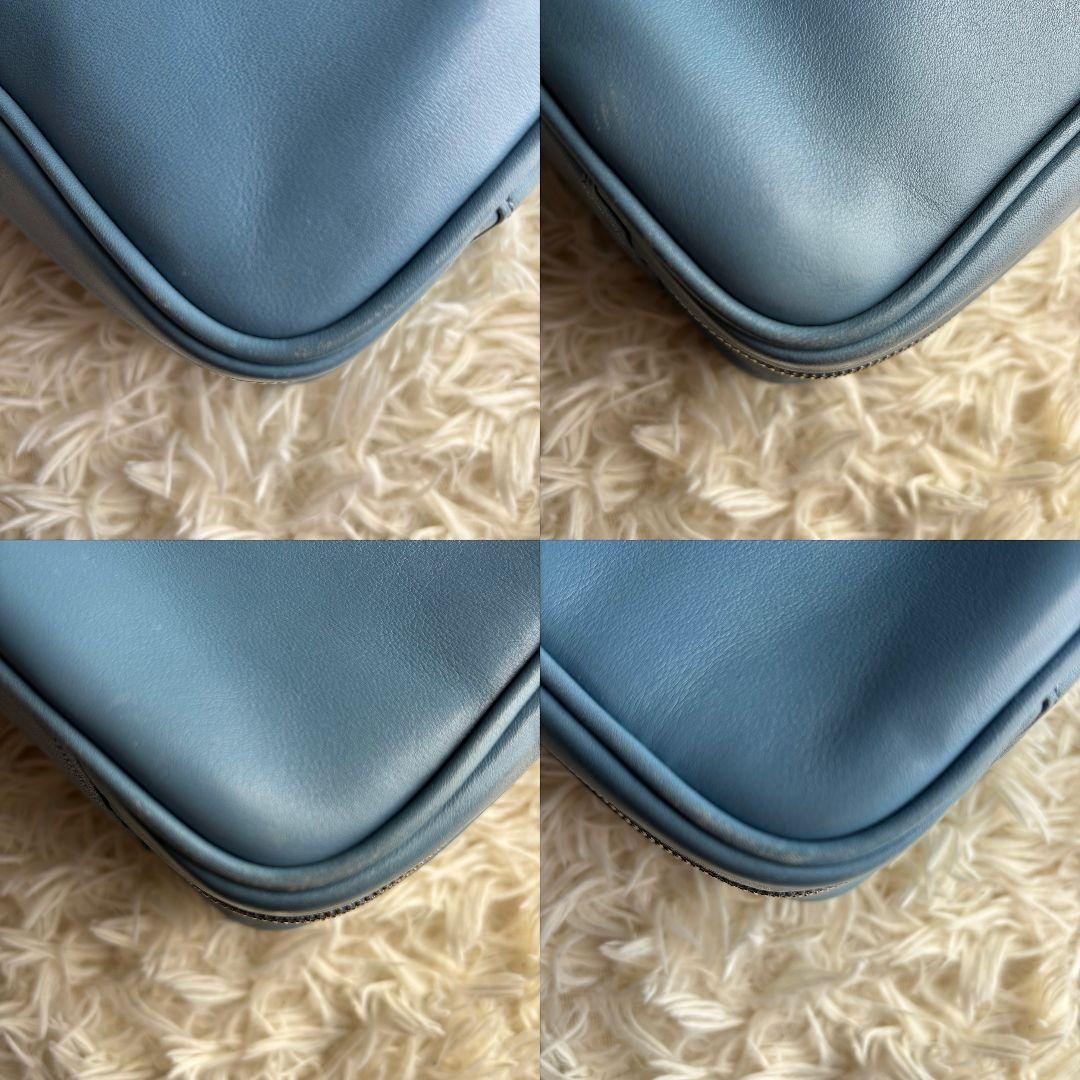 【超激レア 美品】オールドコーチ　ハンドバッグ　スクエアバッグ　レザー　ブルー系