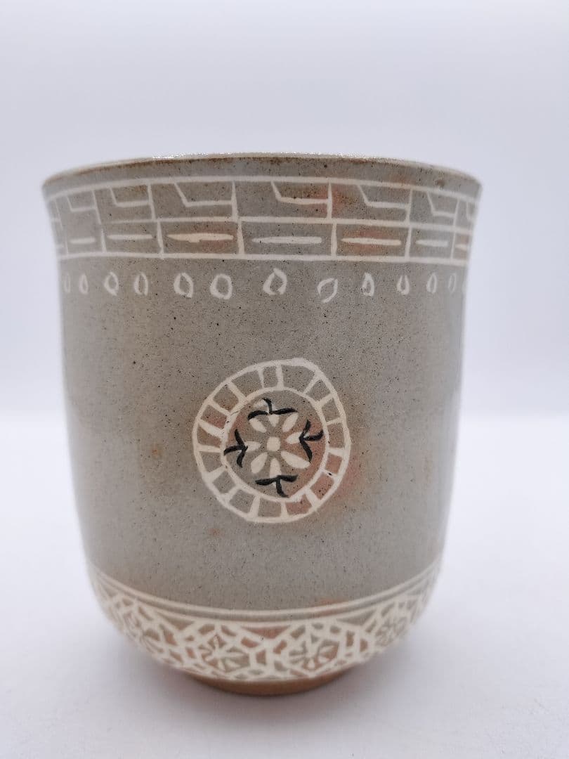 c426 筒茶碗 狂言袴 韓国廣州窯 朴富 木箱 茶道具 古物