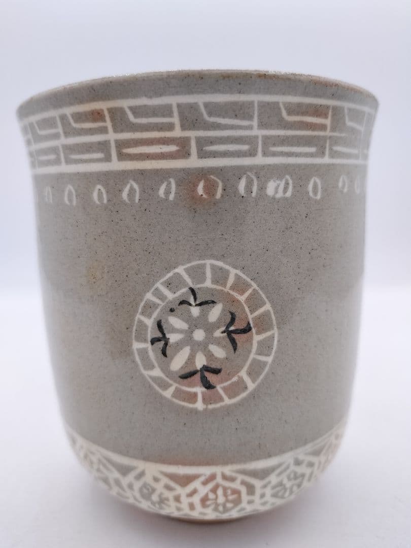 c426 筒茶碗 狂言袴 韓国廣州窯 朴富 木箱 茶道具 古物