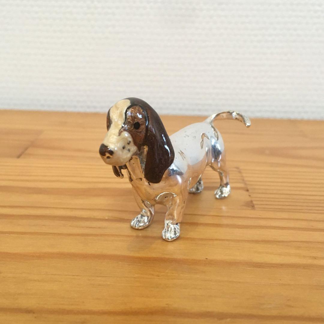シルバー　エナメル　犬の置物　イタリア　フィレンツェ