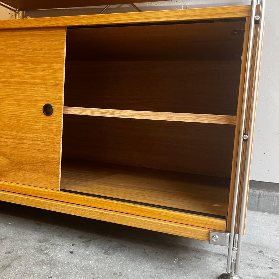 美品★無印 ステンレスユニットシェルフ・カップボード・木製引き戸オーク材セット
