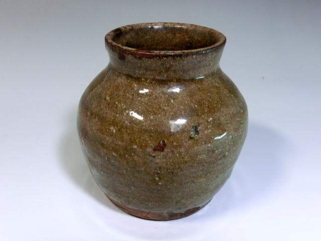 壷■無地唐津(江戸期)お歯黒壺 小壺 茶入れ 古唐津 時代物 骨董品 古玩■