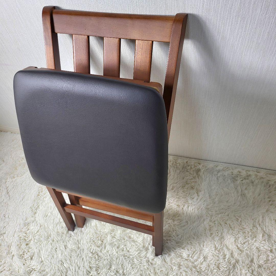 【美品】 木製ダイニングチェア 折りたたみ式 収納 3脚セット 天然木