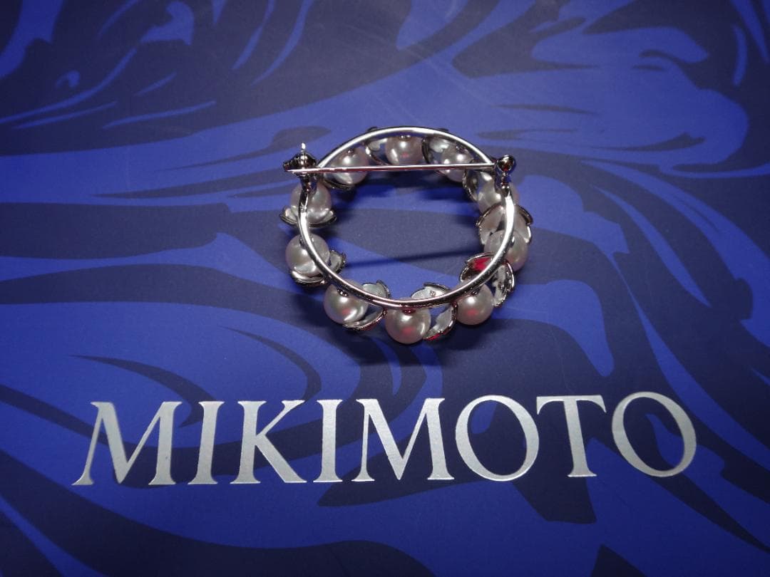 ミキモト　MIKIMOTO　パール 　リーフサークル　シルバーブローチ