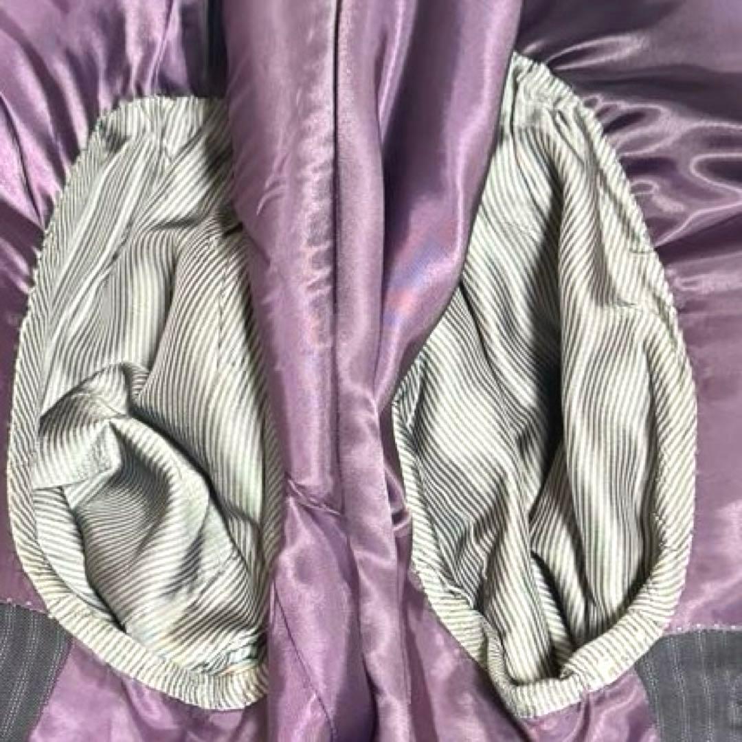 美品バーバリー ブラックレーベル スーツ ダブル 40R 3ピース ネイビー 紫