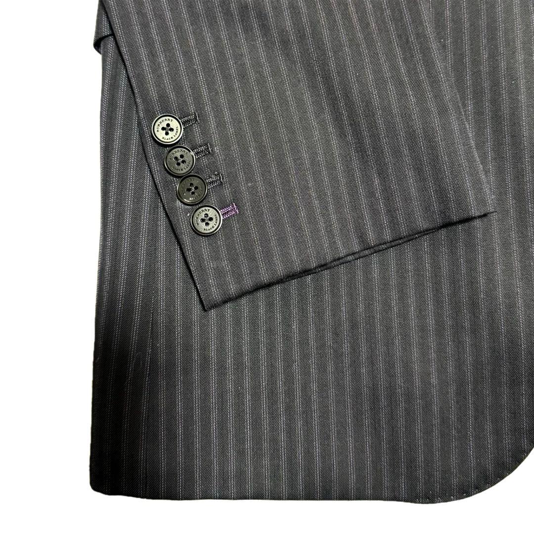 美品バーバリー ブラックレーベル スーツ ダブル 40R 3ピース ネイビー 紫