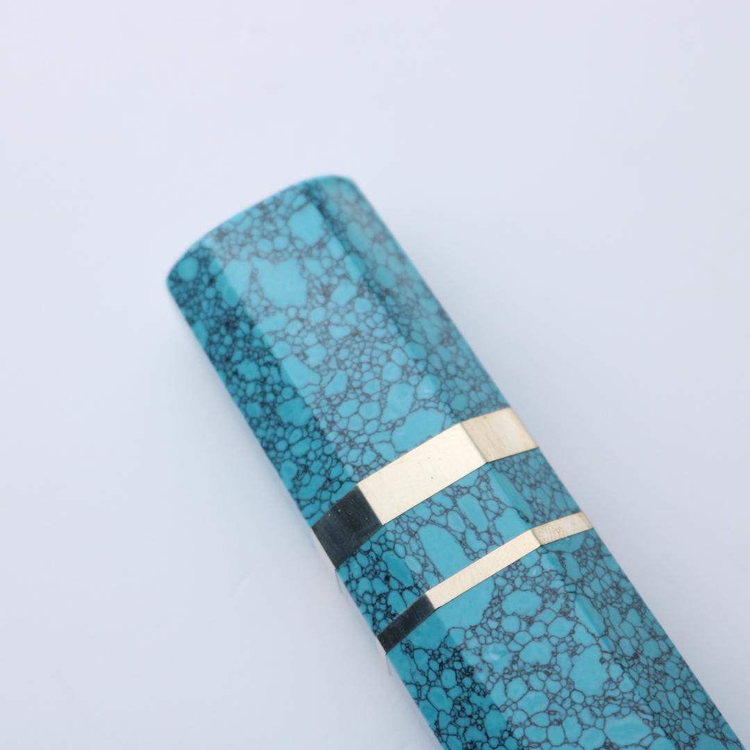 人工ターコイズ 八角 三輪 白銅 包丁の柄 ハンドル 牛刀 240mm用