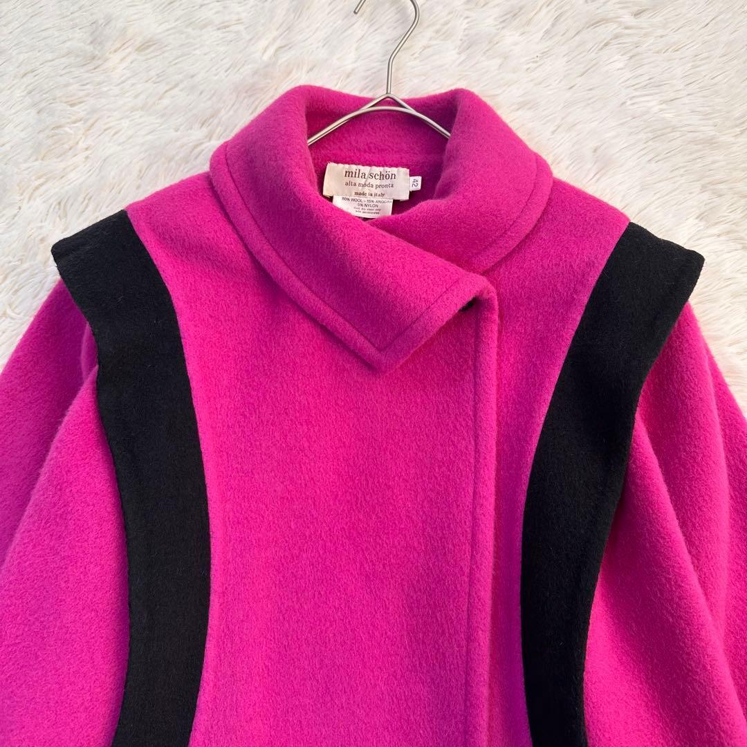 ミラショーン イタリア ダブルフェイス オーバーコート マゼンタ XL アンゴラ