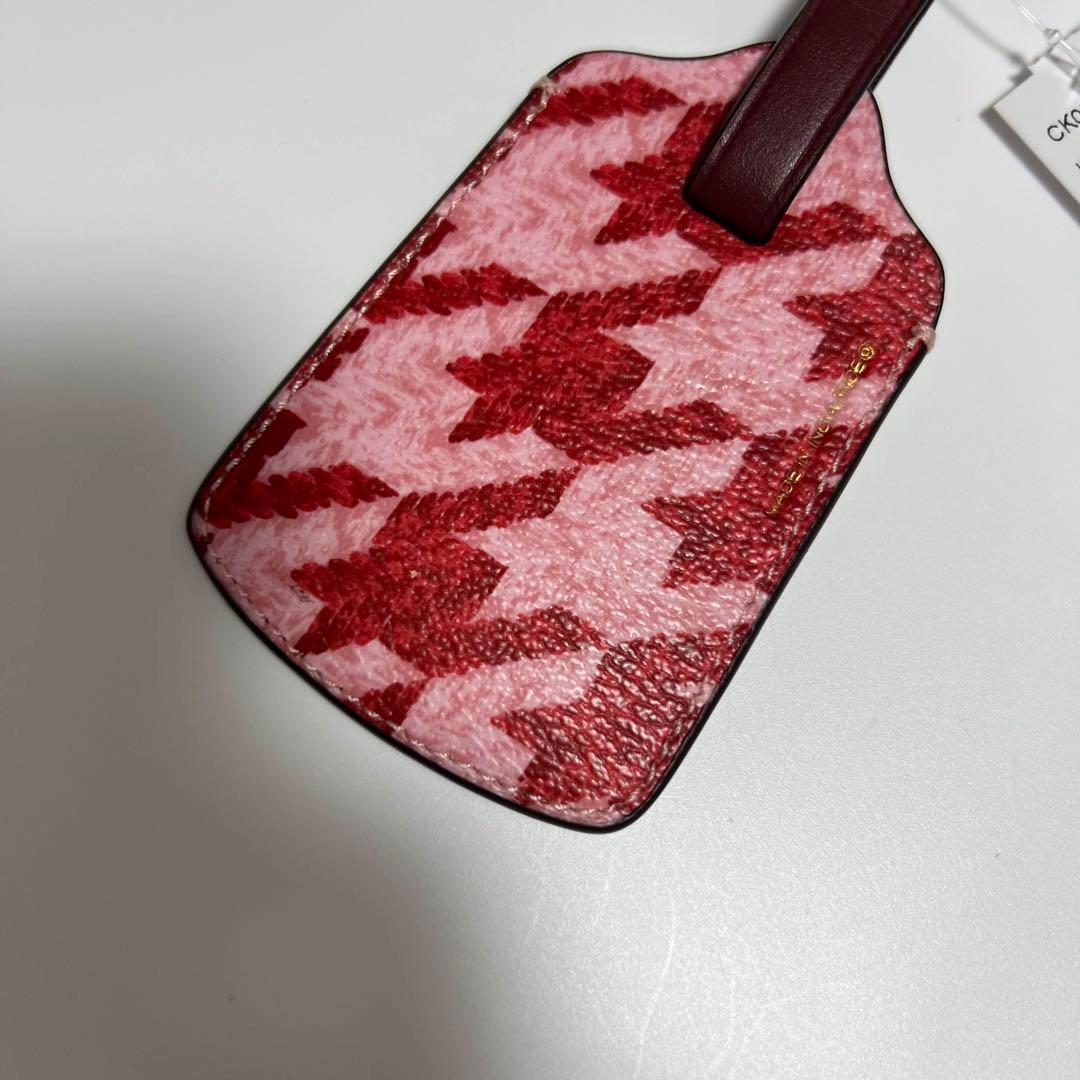 ☆新品☆ Coach ラゲッジタグ 千鳥格子柄 荷物タグ ピンク レッド