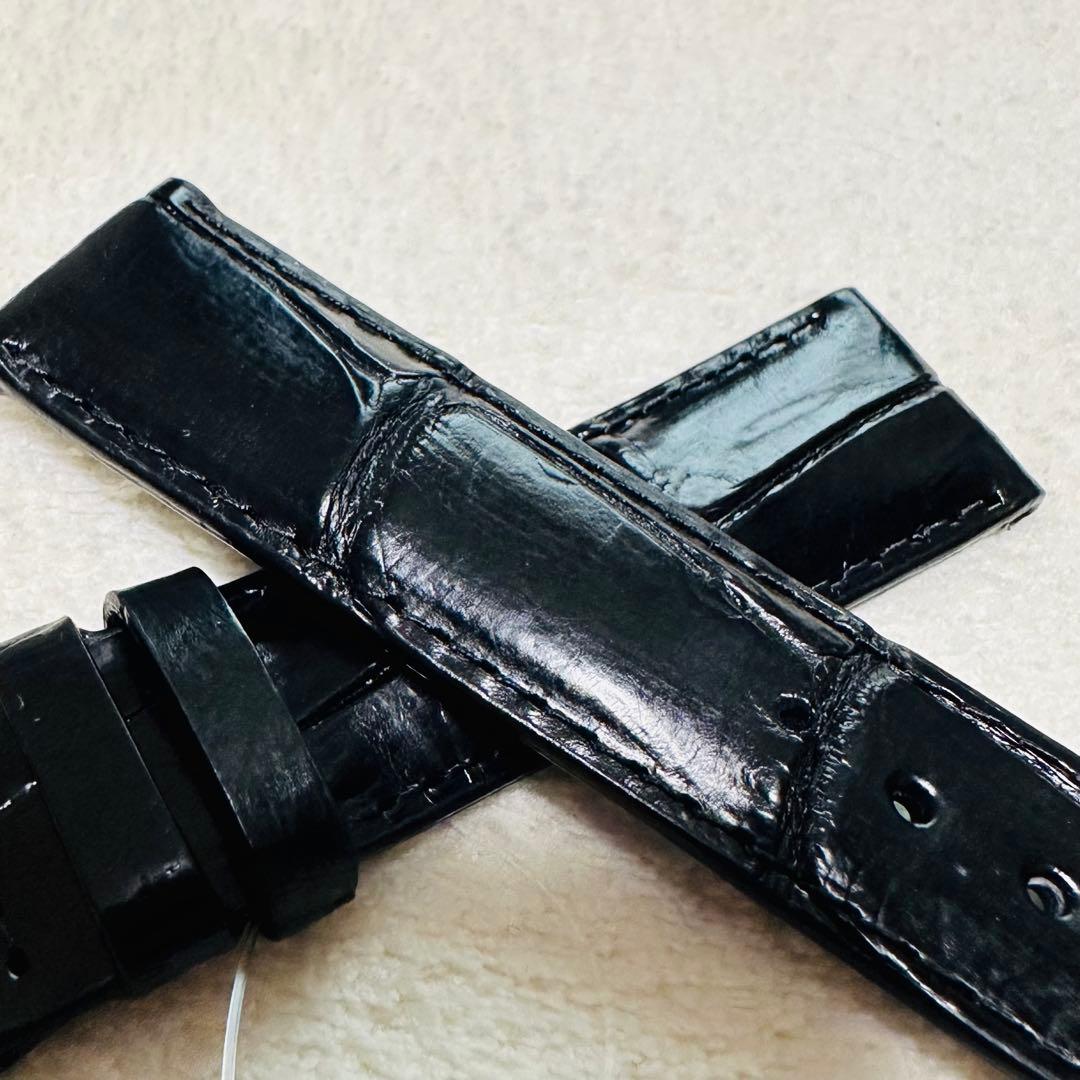 7289#20mm-18mmブラック★本物クロコダイル腕時計用ベルト