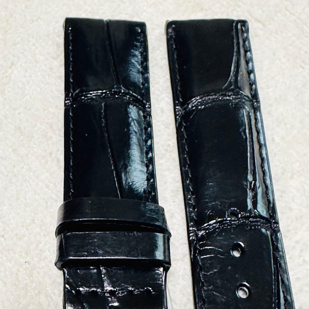 7289#20mm-18mmブラック★本物クロコダイル腕時計用ベルト