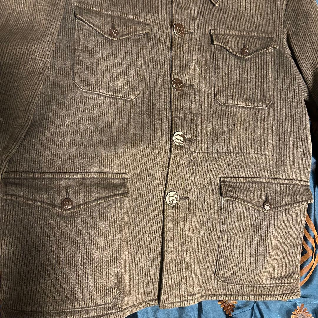 ハンティングジャケット 40s フレンチヴィンテージ コットンピケ グレー