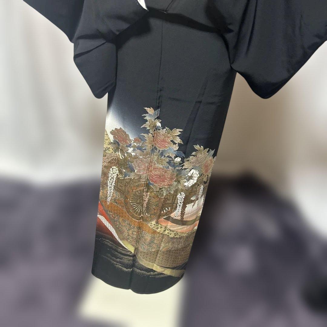う*こ様 未使用近い　美品　袷　正絹　作家　金箔　黒留袖　フルセット　西陣唐織最