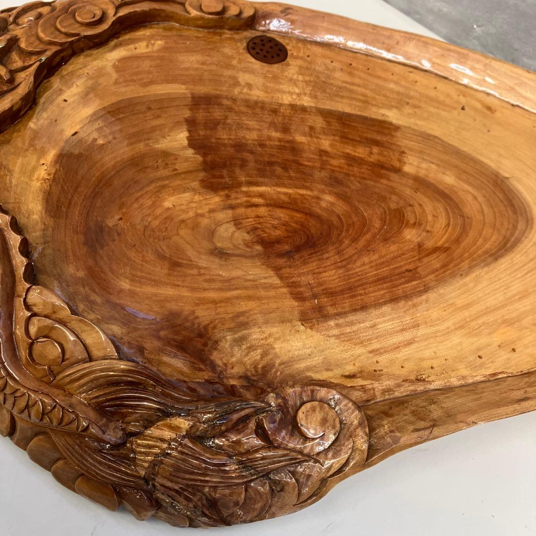アンティーク 中国骨董 龍彫刻 天然木 原木茶盤 工芸茶盤 茶器 茶船 敷板