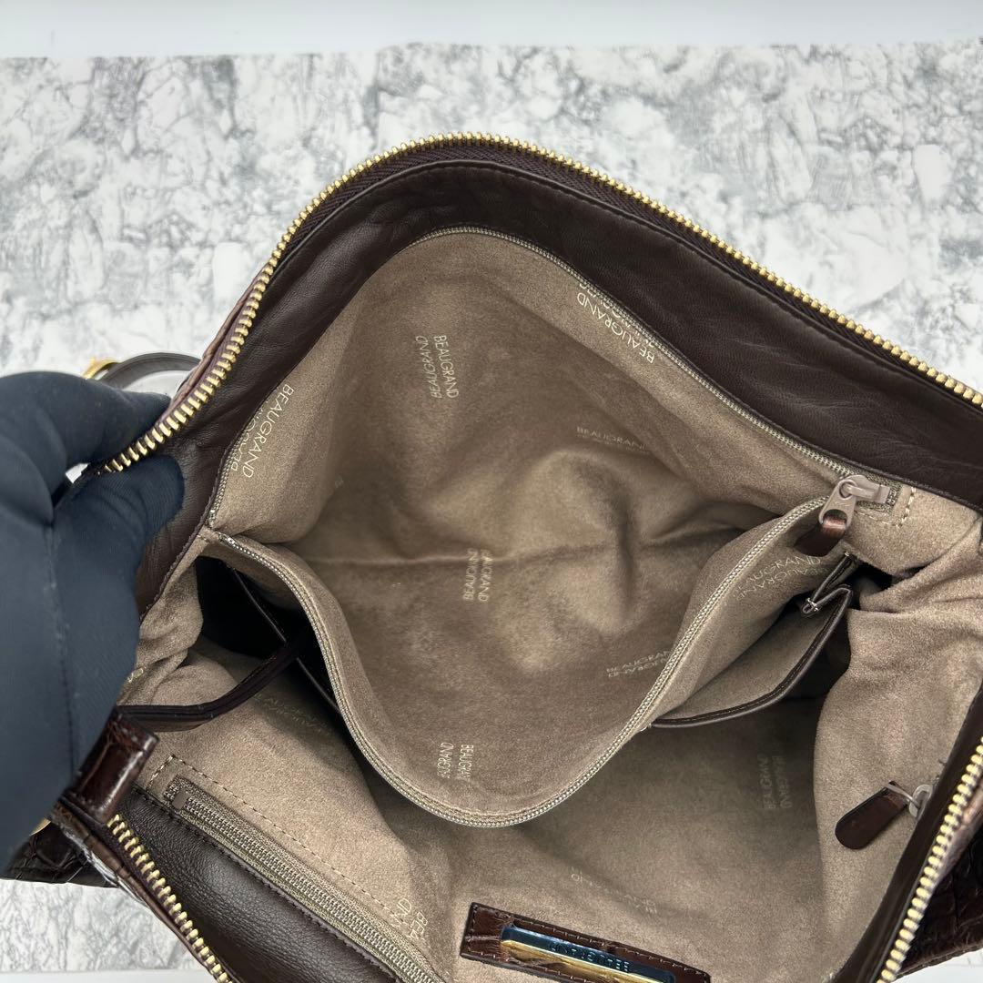 極美品✨ ボーグラン　ショルダーバッグ　2way クロコ本革　JRA