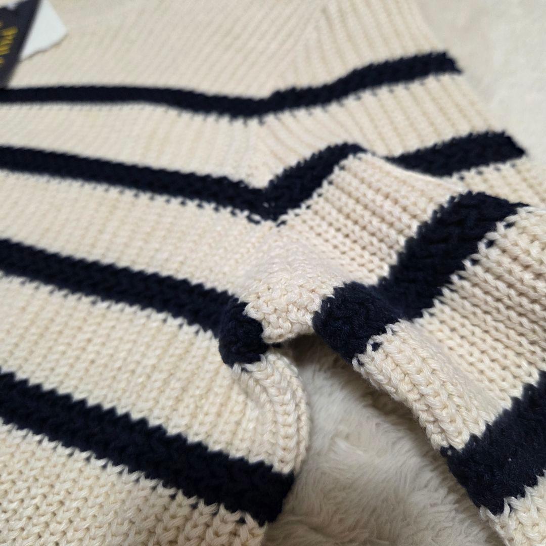 新品　現行　QRコード　ラルフローレン　ニット　ボーダー　リネン　ボタン　XS